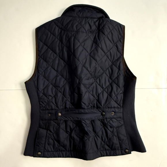 Ralph Lauren Equestrian Vest Women's Size Large Calf Suede Quilted Crest Navy - Picture 5 of 10